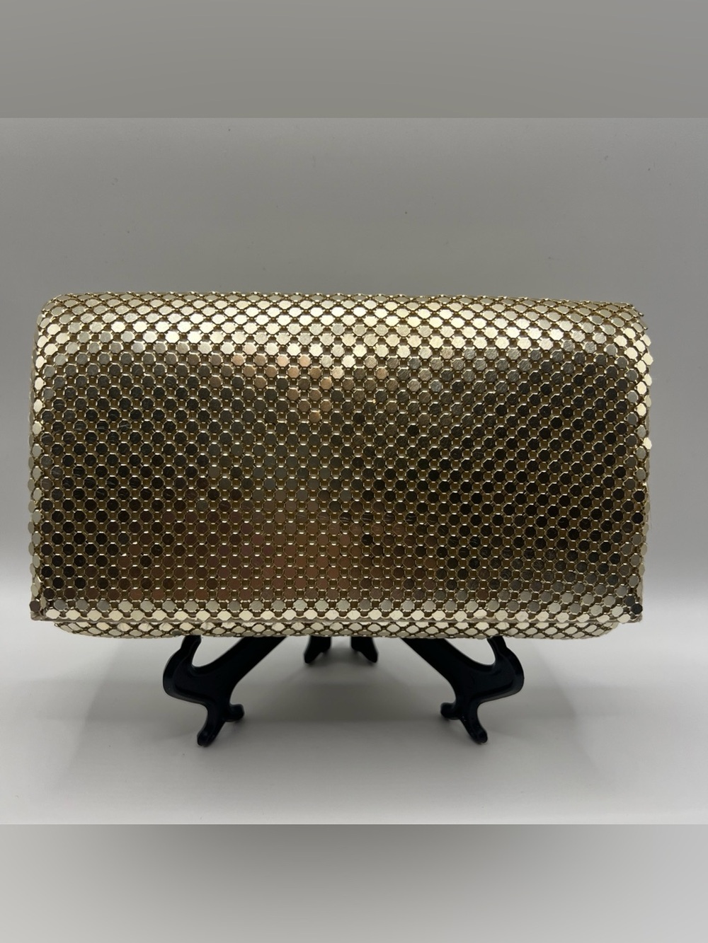 Gold Toned Mesh Jessica McClintock Clutch Evening Bag